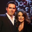 Maxime Chattam et sa femme Faustine Bollaert - Débat avec Stephen King au Grand Rex à Paris. Novembre 2013.
