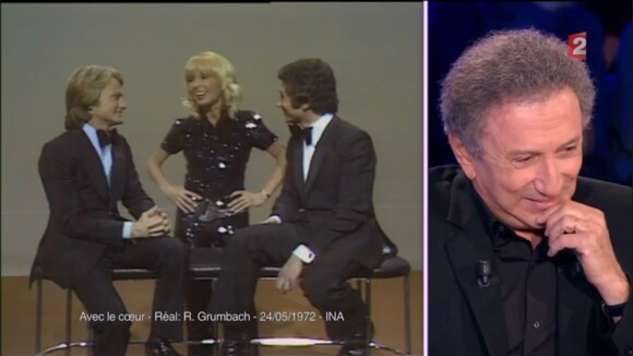 Michel Drucker parlant de sa rencontre avec sa femme Dany Saval dans "On n'est pas couché" sur France 2 le 26 novembre 2016. Le couple s'était rencontré en 1972 sur le tournage de l'émission "Avec le coeur", présentée par Claude François.