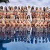Sylvie Tellier entourée des 30 miss régionales, candidates pour le titre de Miss France 2017 à La Réunion, novembre 2016.