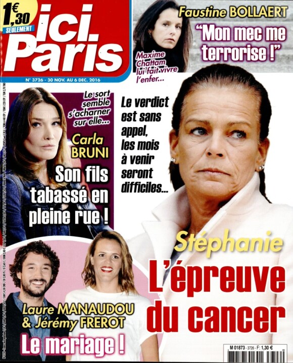Couverture du magazine "Ici Paris" en kiosques le 30 novembre 2016.