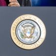 Le président des États-Unis Barack Obama, Michelle Obama, leur fille Sasha Obama, Eva Longoria et Chance The Rapper assistent à la cérémonie d'illumination du sapin de Noël de la Maison Blanche. Washington, le 1er décembre 2016.