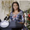 Michelle Obama reçoit à la Maison Blanche des enfants de militaires américains pour la remise de cadeaux annuelle. Washington, le 29 novembre 2016.