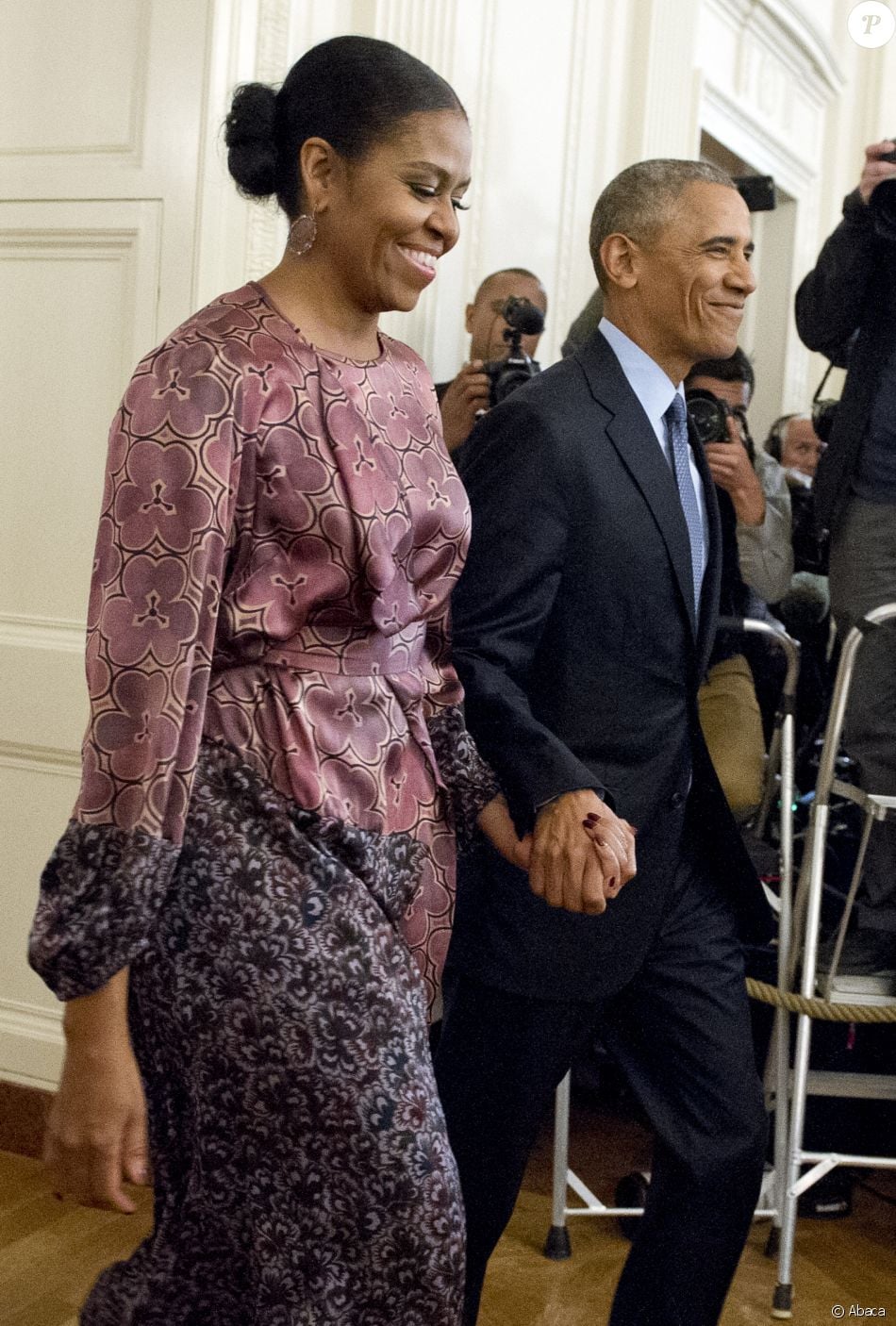 Barack et Michelle Obama à la Maison Blanche. Washington, le 22 ...