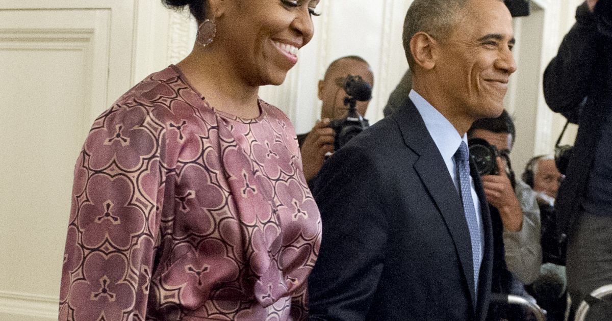 Barack et Michelle Obama à la Maison Blanche. Washington, le 22 ...