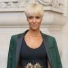 Shy'm à la sortie du défilé de mode "Léonard", collection prêt-à-porter Printemps-Eté 2017 à Paris, le 3 octobre 2016.