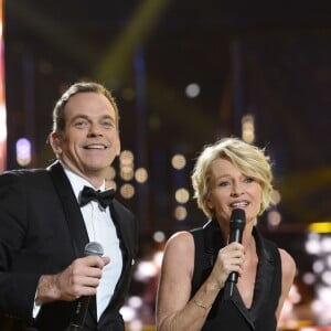 Garou et Sophie Davant - 29ème édition du Téléthon 2015 à l'hippodrome de Longchamp à Paris le 5 décembre 2015.  © Coadic Guirec / Bestimage