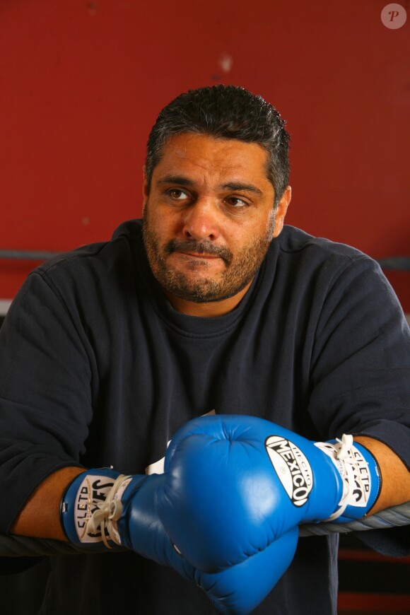 Daniel Ducruet en compagnie de son entraineur Momo Dridi ancien champion du monde de kick-boxing à Nice le 4/12/2008.