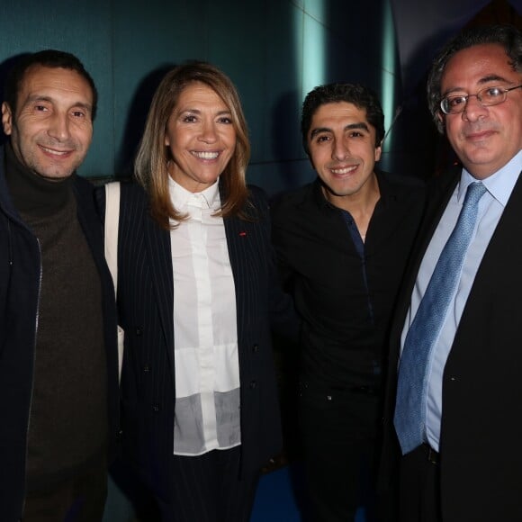 Exclusif - Zinedine Soualem et Marie-Christine Saragosse (présidente-directrice générale de France Médias Monde), Marc Saïkali (directeur de France 24) à la soirée pour célébrer les 10 ans de la chaine France 24. Issy-les-Moulineaux, le 6 décembre 2016. © Marc Ausset-Lacroix/Bestimage