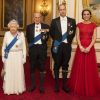 La reine Elisabeth II d'Angleterre, le prince Philip, duc d'Edimbourg, le prince William, duc de Cambridge, et Kate Catherine Middleton, duchesse de Cambridge (porte le diadème qui a appartenu à la princesse Diana) - La famille royale d'Angleterre lors de la réception annuelle pour les membres du corps diplomatique au palais de Buckingham à Londres. Le 8 décembre 2016