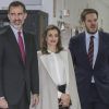 La reine Letizia et le roi Felipe VI d'Espagne célébraient le 12 décembre 2016 le 40e anniversaire du groupe de presse Zeta à Madrid.