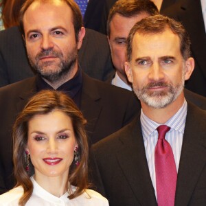 La reine Letizia et le roi Felipe VI d'Espagne célébraient le 12 décembre 2016 le 40e anniversaire du groupe de presse Zeta à Madrid.