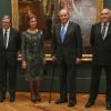 Le roi Juan Carlos Ier d'Espagne et la reine Sofia étaient exceptionnellement réunis en public pour inaugurer une exposition consacrée au roi Carlos III au Palais royal de Madrid, le 5 décembre 2016.