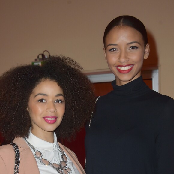 Aurélie Konaté et Flora Coquerel (Miss France 2014) à la Soirée de présentation du clip du collectif "Seul Ensemble" au profit de la Maison des parents de l'hôpital Margency au Cirque Phénix de Paris le 12 décembre 2016. © Giancarlo Gorassini / Bestimage