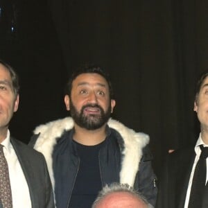 Exclusif - Le président de campagne de la Tsédaka le Dr Gérard Garçon, Cyril Hanouna, Yvan Attal, Ary Abittan et le parrain de la Tsédaka 2016, Dominique Farrugia - Concert de solidarité de l'appel national pour la Tsédaka (Solidarité de la Communauté Juive de France envers les israélites et non israélites démunis) au Palais des Sports à Paris le 12 décembre 2016. Chaque année, l'Appel national pour la tsédaka mobilise dans un même élan de générosité, l’ensemble de la communauté juive de France pour soutenir des programmes sociaux. © Erez Lichtfeld/Bestimage