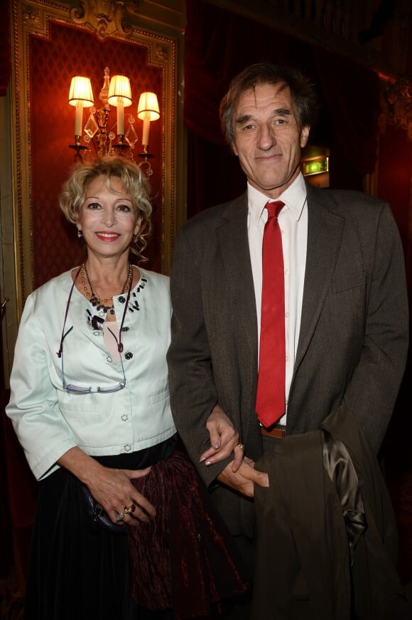 Béatrice Agenin et son mari François Bouchereau - Anny Duperey reçoit la médaille d'Officier de la Légion d'Honneur au théâtre du Palais Royal à Paris. Le 6 octobre 2014