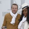 Samuel Le Bihan et sa compagne Daniela Beye - Photocall de la 4ème édition du "Brunch Blanc" sur le bateau "L'Excellence" à Paris, le 29 juin 2014.