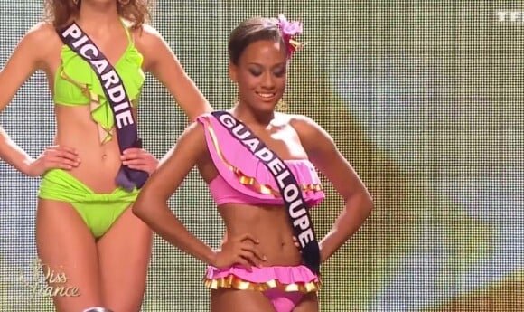 Miss Guadeloupe : Morgane Thérésine - Les cinq finalistes. Concours Miss France 2017. Sur TF1, le 17 décembre 2016. 