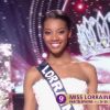 Miss Lorraine : Justine Kamara - Les cinq finalistes défilent en robe de réveillon. Concours Miss France 2017. Sur TF1, le 17 décembre 2016. 
