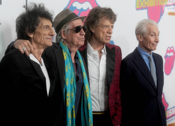 Les membres du groupe The Rolling Stones Ron Wood, Keith Richards, Mick Jagger et Charlie Watts - Ouverture de l'exposition "Rolling Stones Exhibitionism" à l'Industria Superstudio à New York le 15 novembre 2016.