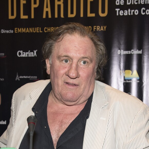 Gérard Depardieu donne une conférence de presse à l'hôtel Panamericano Buenos Aires à propos de ses spectacles au théatre Colon le 16 décembre 2016.