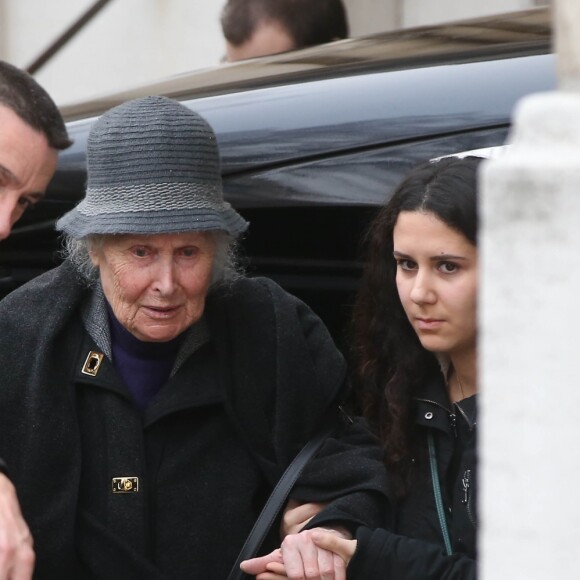 Hélène Roussel (la soeur de Michèle Morgan) aux obsèques de Michèle Morgan en l'église Saint-Pierre de Neuilly-sur-Seine, le 23 décembre 2016.