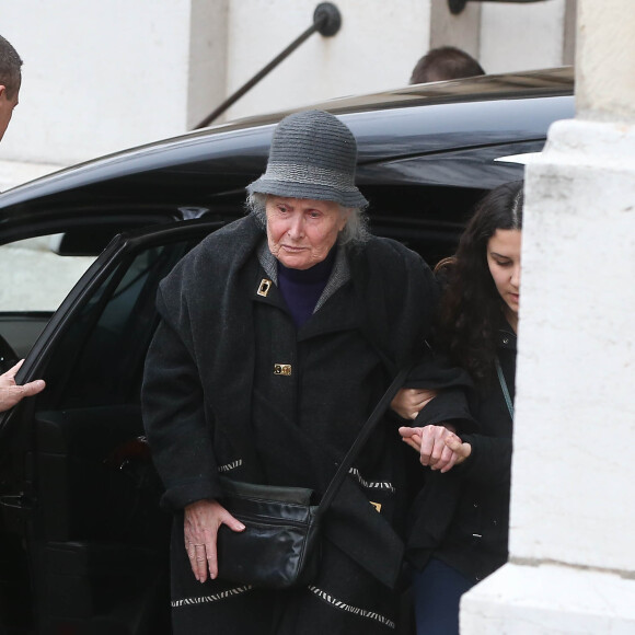 Hélène Roussel (la soeur de Michèle Morgan) aux obsèques de Michèle Morgan en l'église Saint-Pierre de Neuilly-sur-Seine, le 23 décembre 2016.