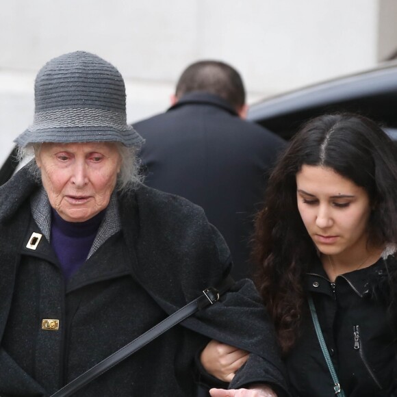 Hélène Roussel (la soeur de Michèle Morgan) aux obsèques de Michèle Morgan en l'église Saint-Pierre de Neuilly-sur-Seine, le 23 décembre 2016.