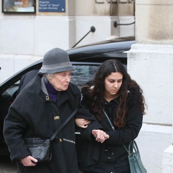 Hélène Roussel aux obsèques de Michèle Morgan en l'église Saint-Pierre de Neuilly-sur-Seine, le 23 décembre 2016