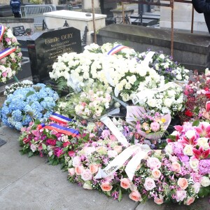 Obsèques de Michèle Morgan, enterrée au côté de son compagnon Gérard Oury, au cimetière du Montparnasse. Paris, le 23 décembre 2016.