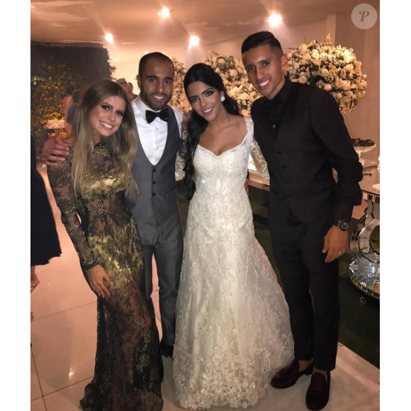 L'attaquant du PSG Lucas Moura a épousé Larissa Saad au Brésil, le 23 décembre 2016.