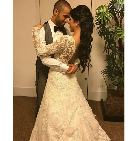 L'attaquant du PSG Lucas Moura a épousé Larissa Saad au Brésil, le 23 décembre 2016.