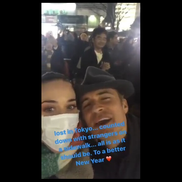 Katy Perry et Orlando Bloom célébrant le Nouvel An à Tokyo, au Japon, le 1er janvier 2017
