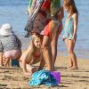 Jessica Alba profitant d'une journée à la plage avec ses deux filles, à Hawaï le 1er janvier 2017