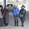 Valérie Perrin, Anouk Aimée, Martine Lelouch (femme de Claude Lelouch) et Arlette Gordon lors de la cérémonie religieuse en hommage à Pierre Barouh au cimetière de Montmartre à Paris le 4 janvier 2017.