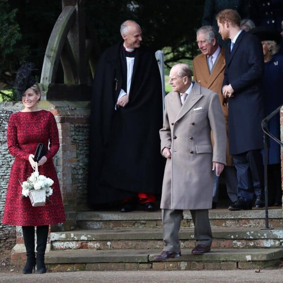 Le prince Harry à la messe de Noël avec la famille royale à l'église de Sandringham le 25 décembre 2016.