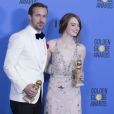 Emma Stone et Ryan Gosling - Press Room lors de la 74ème cérémonie annuelle des Golden Globe Awards à Beverly Hills, Los Angeles, Californie, Etats-Unis, le 8 janvier 2017. © Olivier Borde/Bestimage