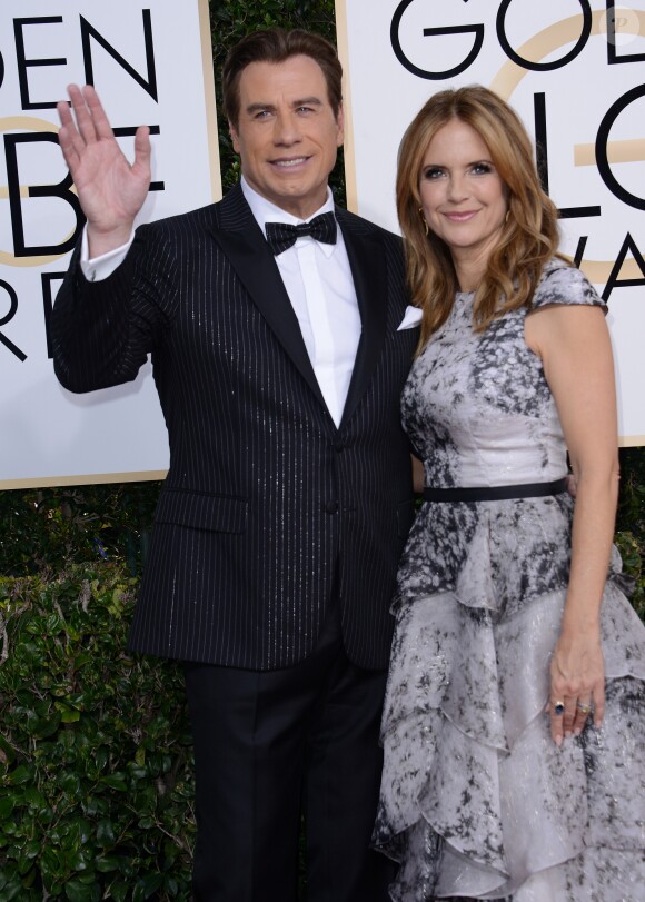John Travolta et sa femme Kelly Preston - La 74ème cérémonie annuelle des Golden Globe Awards à Beverly Hills, le 8 janvier 2017.