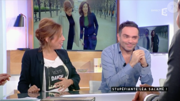 Yann Moix et Léa Salamé dans "C à vous" sur France 5 le 9 janvier 2017.