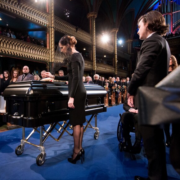 Céline Dion et son fils René-Charles Angélil - Obsèques nationales de René Angélil en la Basi­lique Notre-Dame de Montréal, le 22 janvier 2016. © Olivier Samson Arcand / OSAIMAGES / FEELING via Bestimage