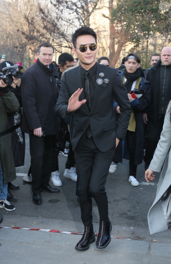 Wang Kai - Arrivées au défilé de mode "Dior Homme", collection Hommes Automne-Hiver 2017/2018 au Grand Palais à Paris. Le 21 janvier 2017