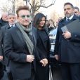 Le chanteur Bono et sa femme Ali Hewson   - Arrivées au défilé de mode "Dior Homme", collection Hommes Automne-Hiver 2017/2018 au Grand Palais à Paris. Le 21 janvier 2017