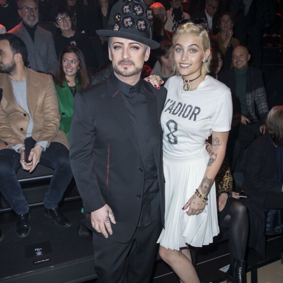 Boy George et Paris Jackson - Front Row au défilé de mode "Dior Homme", collection Hommes Automne-Hiver 2017/2018 au Grand Palais à Paris. Le 21 janvier 2017