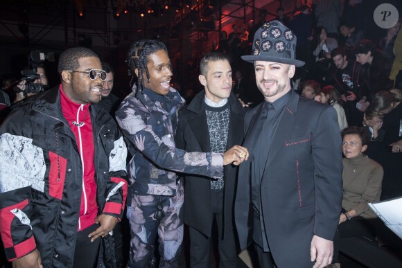 ASAP Ferg, ASAP Rocky, Rami Malek et Boy George - Front Row au défilé de mode "Dior Homme", collection Hommes Automne-Hiver 2017/2018 au Grand Palais à Paris. Le 21 janvier 2017