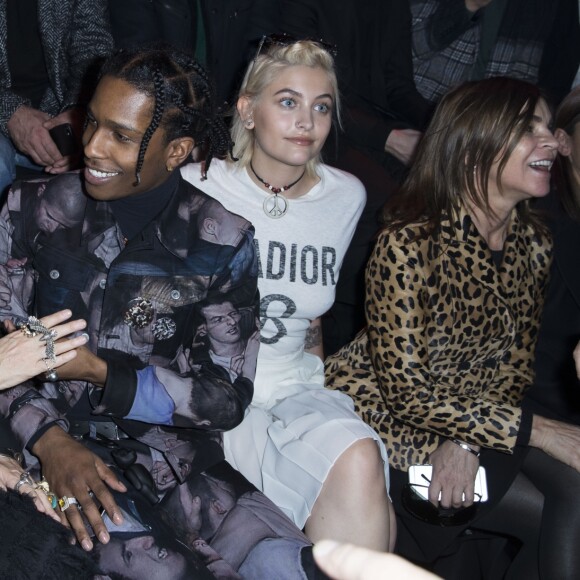 Maria Grazia Chiuri, ASAP Rocky, Paris Jackson et Carine Roitfeld - Front Row au défilé de mode "Dior Homme", collection Hommes Automne-Hiver 2017/2018 au Grand Palais à Paris. Le 21 janvier 2017