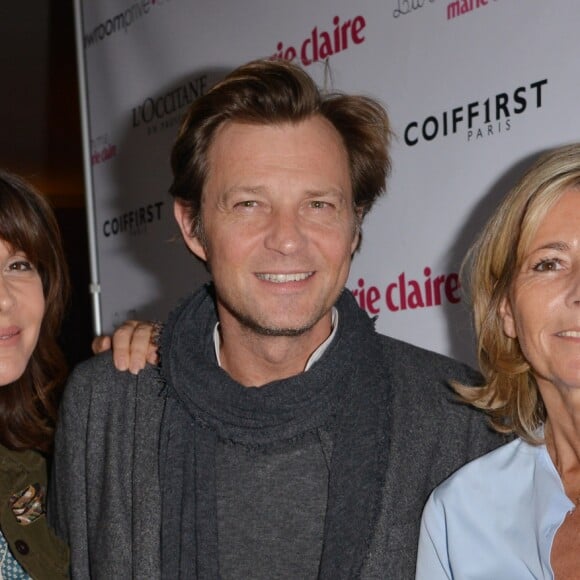 Tina Kieffer, Laurent Delahousse, Claire Chazal à la conférence de presse de la Flamme Marie Claire à l'hôtel Marois dans les salons France-Amériques à Paris le 14 juin 2016.