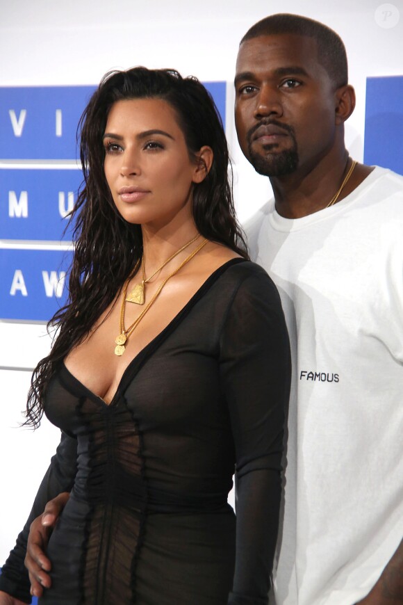Kim Kardashian et son mari Kanye West à la soirée des MTV Video Music Awards 2016 à Madison Square Garden à New York, le 28 août 23016 © Sonia Moskowitz/Globe Photos via Zuma/Bestimage