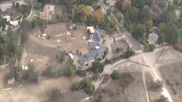 Vue aérienne de la maison de Kanye West et Kim Kardashian dans le quartier de Bel Air à Los Angeles, le 11 décembre 2016 