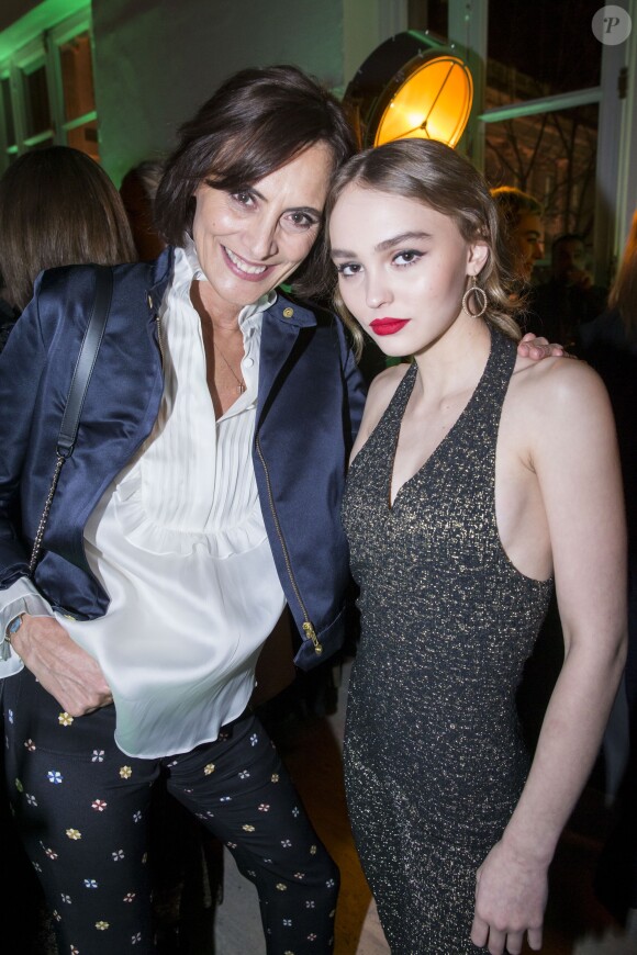 Inès de la Fressange et Lily-Rose Depp - 15ème édition du "Dîner de la mode du Sidaction" au Grand Palais à Paris, le 26 janvier 2017.