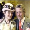 Exclusif - John Hurt et Anwen Rees-Myers lors de leur mariage civil à Londres en février 2015. L'acteur britannique, fameux pour ses rôles dans Midnight Express, Alien, Elephant Man ou encore Harry Potter, est mort le 25 janvier 2017 à son domicile dans le Norfolk, des suites d'un cancer du pancréas.