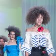 Tina Kunakey (compagne de Vincent Cassel) - People au défilé de mode Haute-Couture printemps-été 2017 "Jean-Paul Gaultier" à Paris le 25 janvier 2017. © Olivier Borde/Bestimage